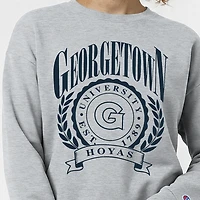 Women's Champion  Heather Gray Georgetown Hoyas Academic Crest Powerblend Crewneck Sweatshirt