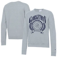 Women's Champion  Heather Gray Georgetown Hoyas Academic Crest Powerblend Crewneck Sweatshirt
