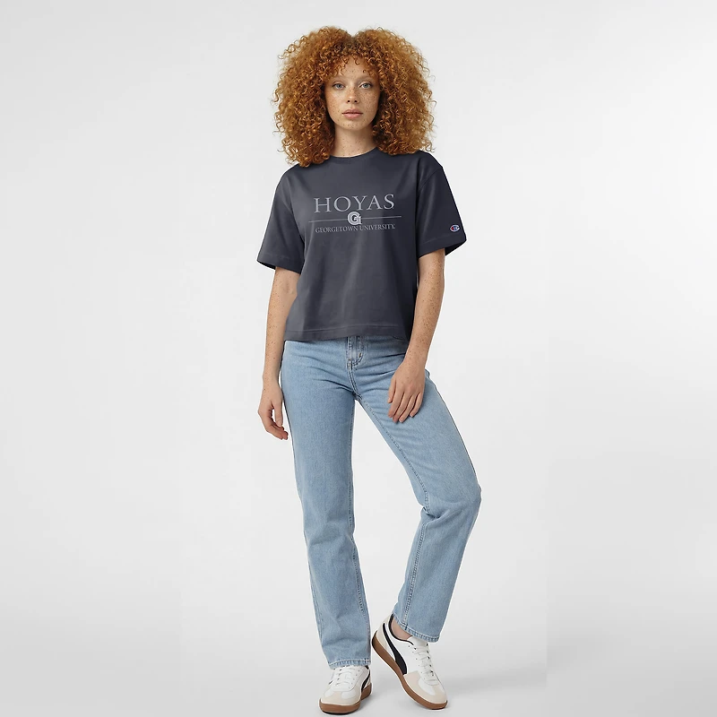 Women's Champion Navy Georgetown Hoyas Waist Length Wordmark T-Shirt