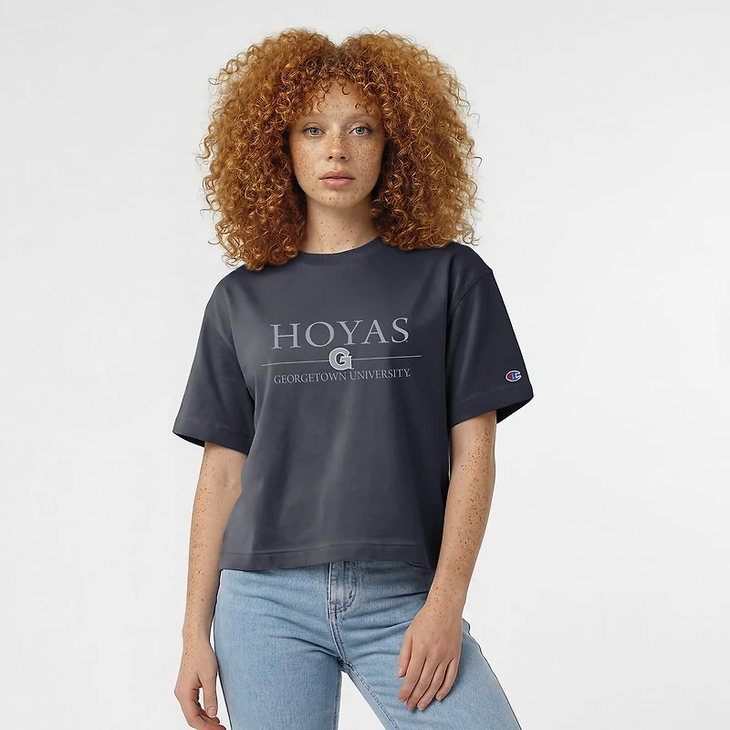 Women's Champion Navy Georgetown Hoyas Waist Length Wordmark T-Shirt