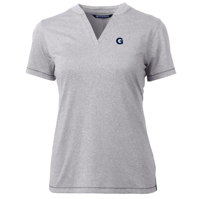 Women's Cutter & Buck Heather Gray Georgetown Hoyas Forge Blade V-Neck Top