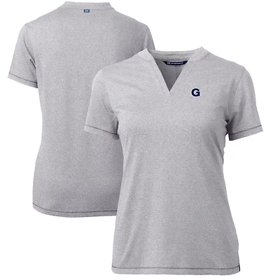 Women's Cutter & Buck Heather Gray Georgetown Hoyas Forge Blade V-Neck Top