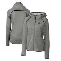 Women's Cutter & Buck Heather Gray Georgetown Hoyas Mainsail Sweater-Knit Full-Zip Hoodie