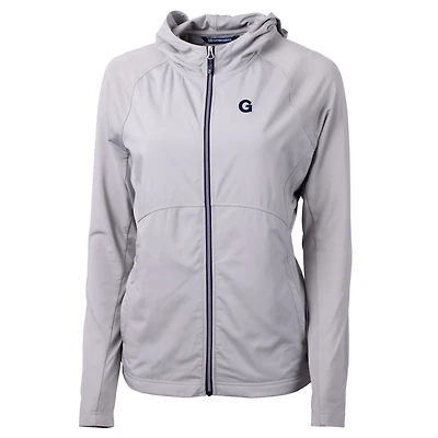 Women's Cutter & Buck Silver Georgetown Hoyas Adapt Eco Knit Full-Zip Jacket