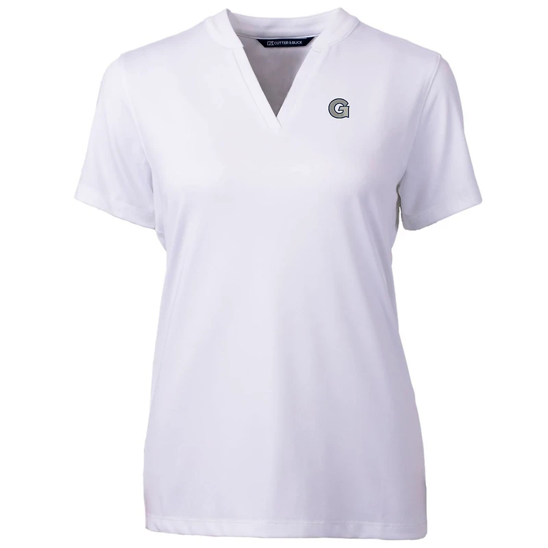 Women's Cutter & Buck White Georgetown Hoyas Forge Blade V-Neck Top