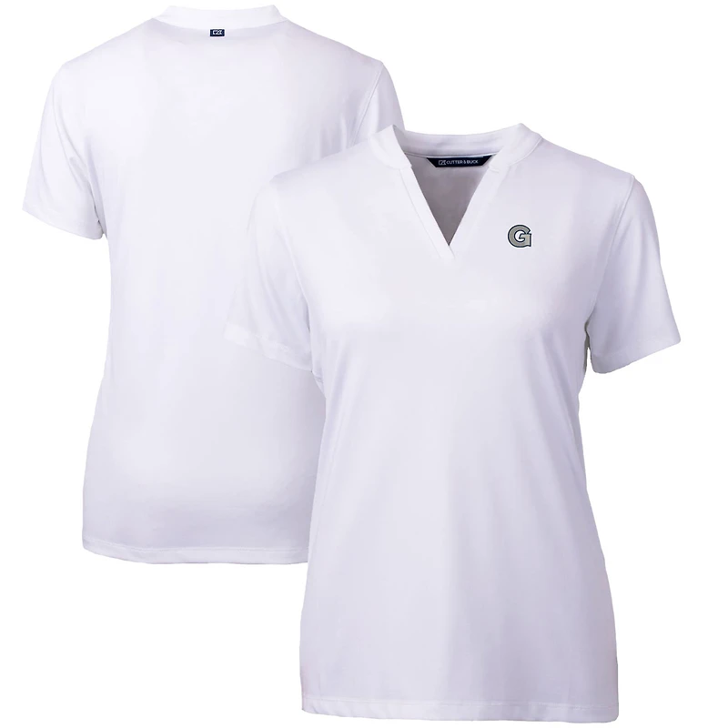 Women's Cutter & Buck White Georgetown Hoyas Forge Blade V-Neck Top