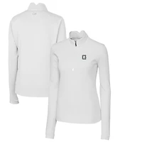 Pull-over Cutter & Buck White Georgetown Hoyas Traverse Stretch à quart de zip pour femme