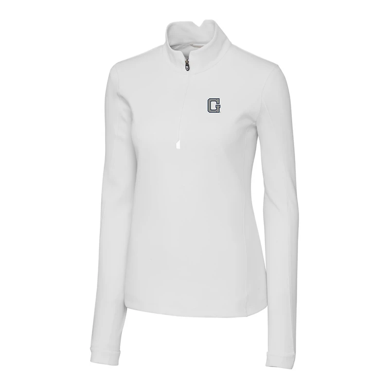 Pull-over Cutter & Buck White Georgetown Hoyas Traverse Stretch à quart de zip pour femme
