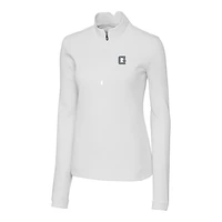 Pull-over Cutter & Buck White Georgetown Hoyas Traverse Stretch à quart de zip pour femme