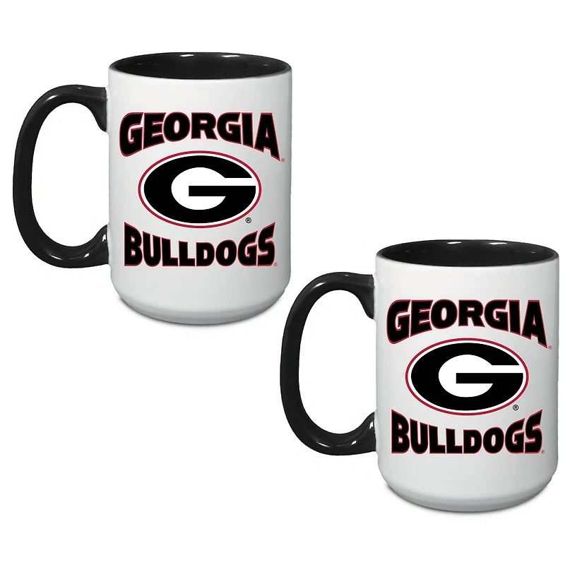Ensemble de 2 tasses Georgia Bulldogs de 44 cl (15 oz).
