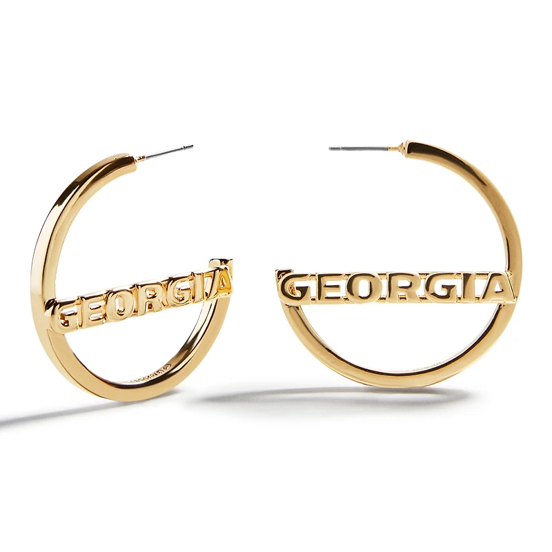 Boucles d'oreilles créoles BaubleBar avec logo Georgia Bulldogs