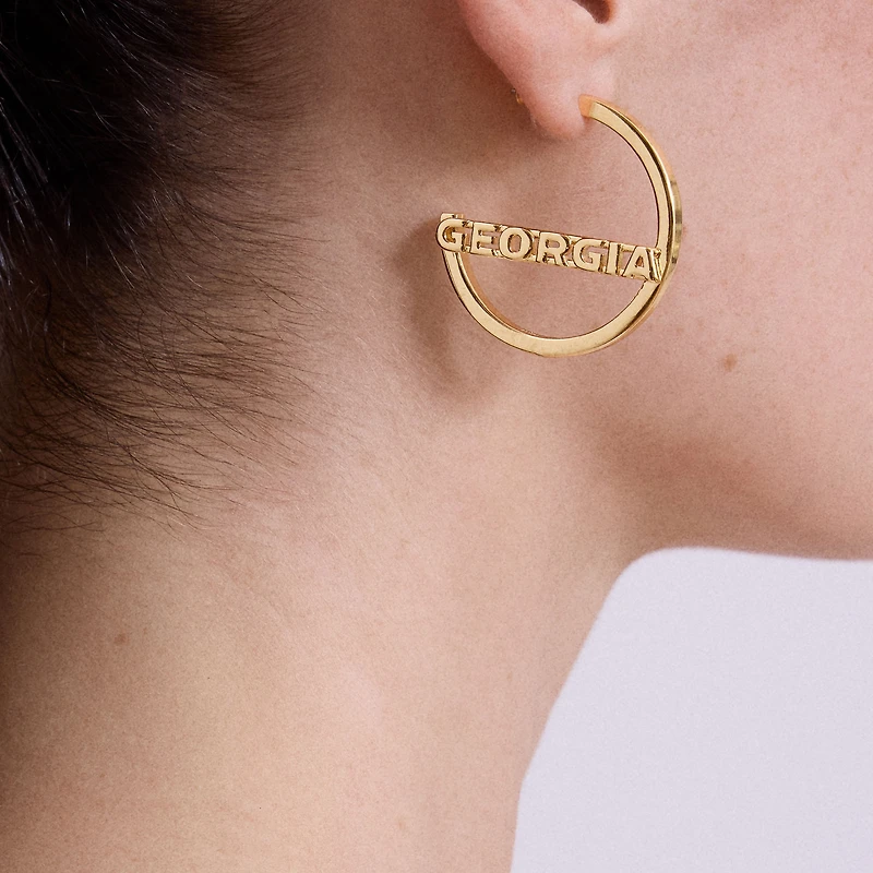 Boucles d'oreilles créoles BaubleBar avec logo Georgia Bulldogs