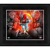 Collage de signatures en fac-similé des Georgia Bulldogs de Brock Bowers, 16" x 20" encadré, étoiles du jeu
