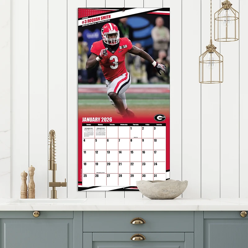 Calendrier mural 2026 des Bulldogs de Géorgie (12 po x 12 po)