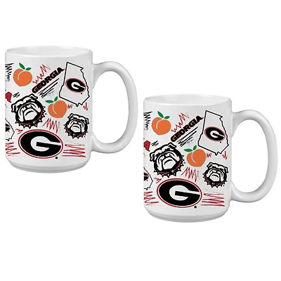 Lot de deux tasses à café locales de 15 oz des Georgia Bulldogs