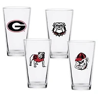 Lot de quatre verres à bière de collection Georgia Bulldogs de 16 oz