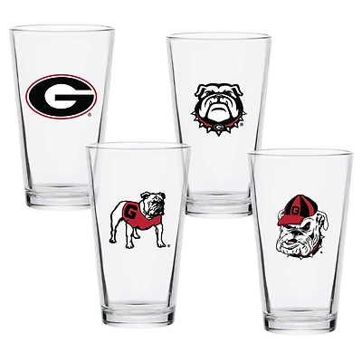 Lot de quatre verres à bière de collection Georgia Bulldogs de 16 oz