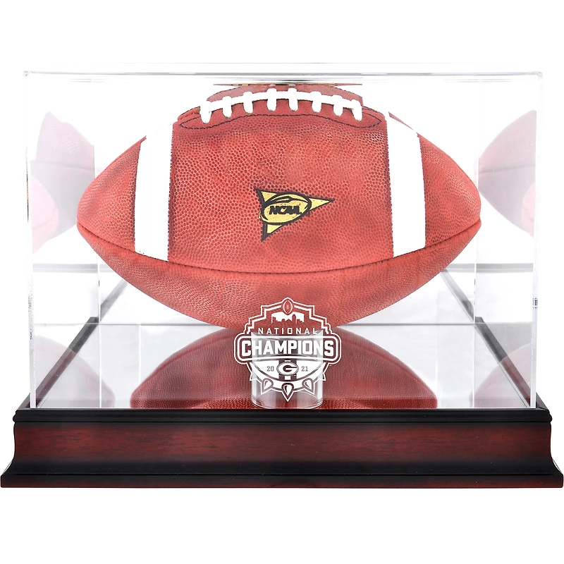 Vitrine de présentation de football en acajou des champions des éliminatoires de football universitaire 2021 des Georgia Bulldogs