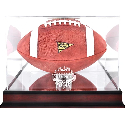 Vitrine de présentation de football en acajou des champions des éliminatoires de football universitaire 2021 des Georgia Bulldogs