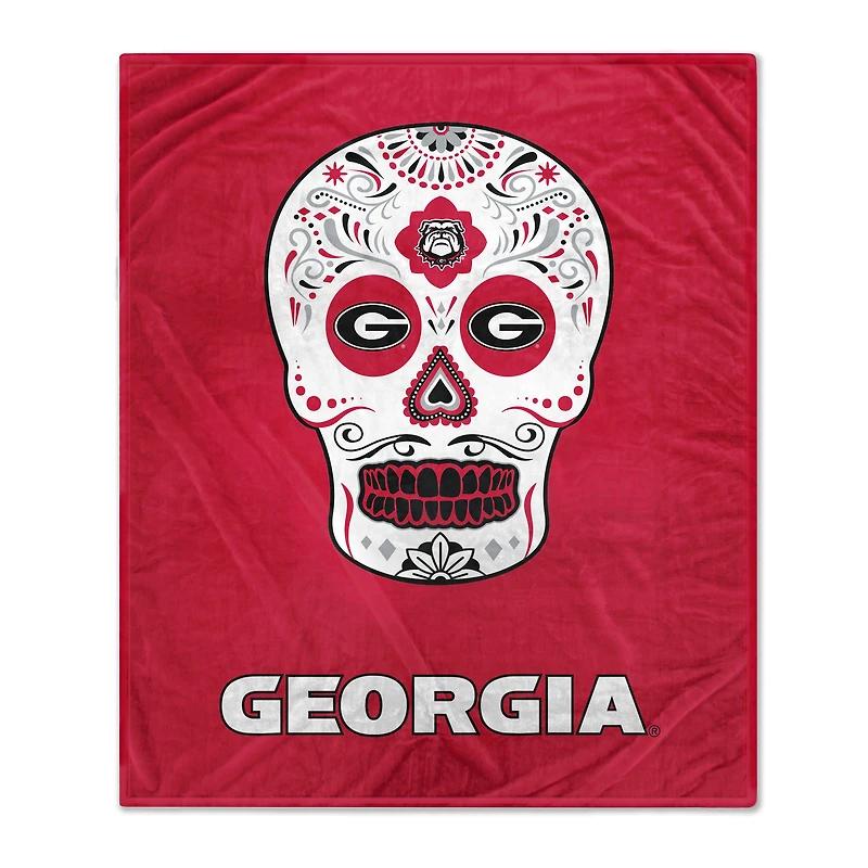 Couverture molletonnée 60'' x 70'' Sugar Skull des Bulldogs de Georgia