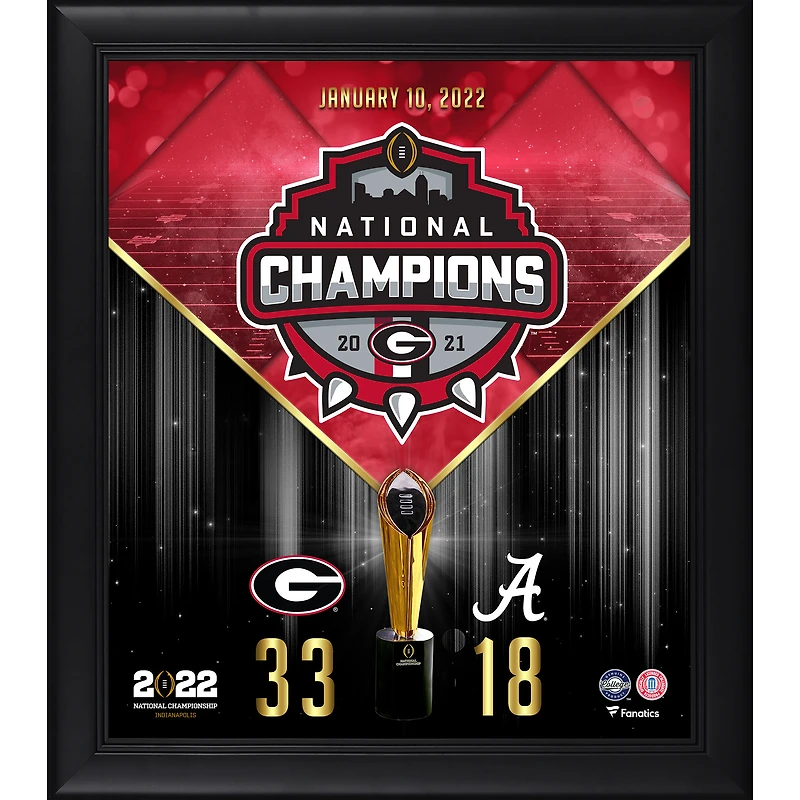 Collage encadré 15" x 17" des champions des éliminatoires de football universitaire 2021 des Georgia Bulldogs