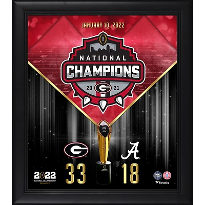 Collage encadré 15" x 17" des champions des éliminatoires de football universitaire 2021 des Georgia Bulldogs