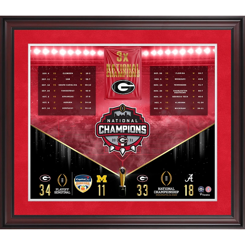 Collage encadré 20" x 24" des Georgia Bulldogs, champions des séries éliminatoires de football américain 2021