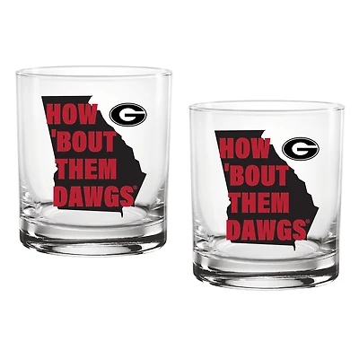 Pack de deux Bulldogs de Géorgie 14oz. Ensemble de verres de ville natale
