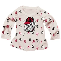 Girls Infant Wes & Willy Oatmeal Georgia Bulldogs Ruffle Raglan Long Sleeve T-Shirt Leggings Set