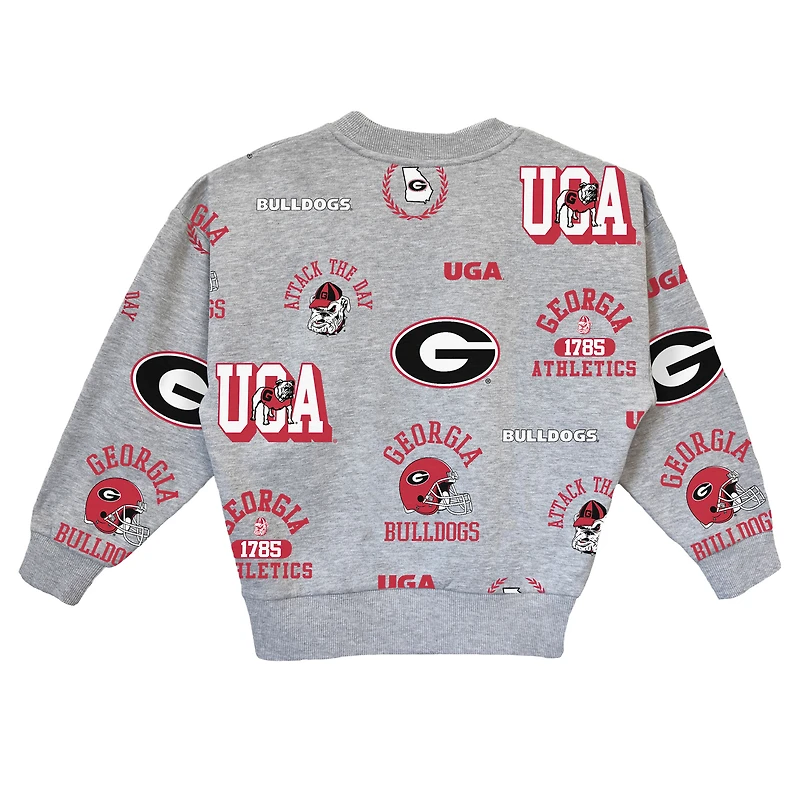 Girls Youth Gameday Couture  Heather Gray Georgia Bulldogs Always On Repeat Pullover Sweatshirt