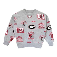 Girls Youth Gameday Couture  Heather Gray Georgia Bulldogs Always On Repeat Pullover Sweatshirt
