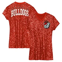 Girls Youth  Red Georgia Bulldogs Sequin V-Neck Dress