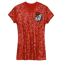 Girls Youth  Red Georgia Bulldogs Sequin V-Neck Dress