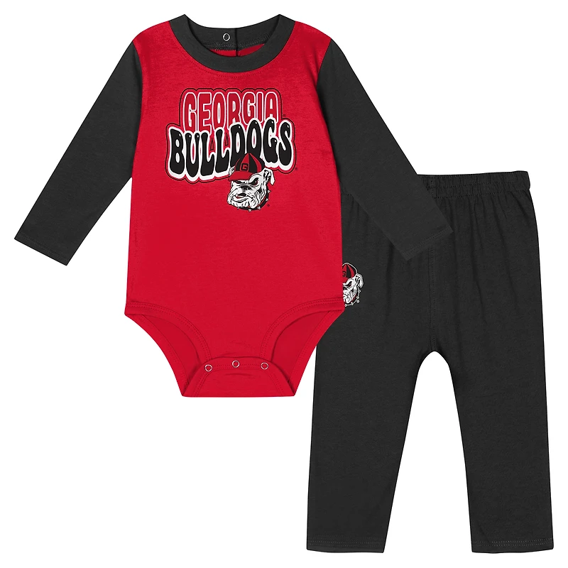 Ensemble body et pantalon à manches longues pour bébé Black Georgia Bulldogs Double Up