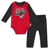 Ensemble body et pantalon à manches longues pour bébé Black Georgia Bulldogs Double Up