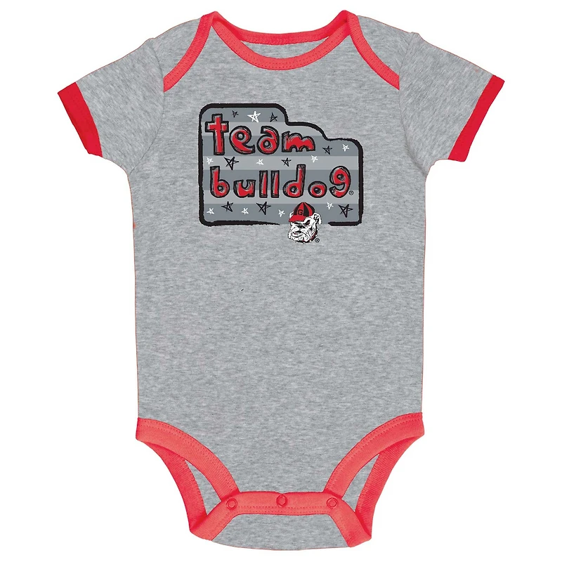Lot de 3 cache-couches Georgia Bulldogs pour bébé Champion rouge/gris/blanc