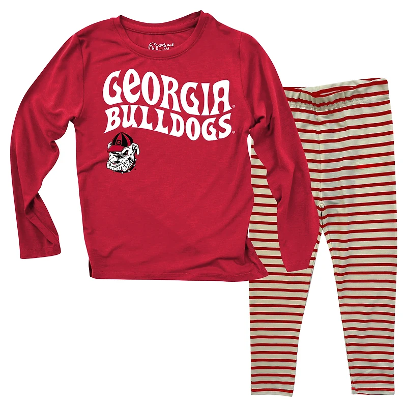 Infant Wes & Willy  Georgia Bulldogs Long Sleeve Top and Striped Tri-Blend Leggings Set