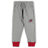 Infant Wes & Willy Heathered Gray/Red Georgia Bulldogs Jie Long Sleeve Bodysuit Pants Set