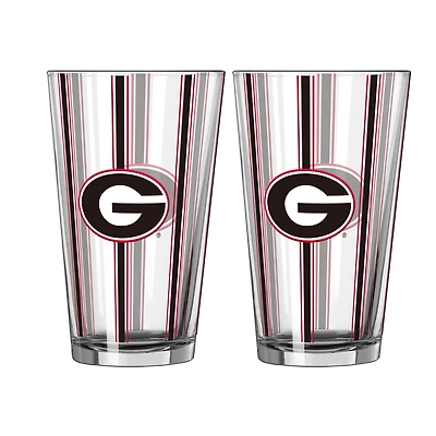 Ensemble de deux verres à bière rayés de 473 ml (16 oz) Logo Brands Georgia Bulldogs