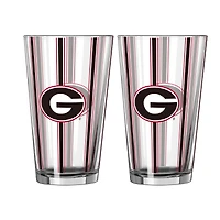 Ensemble de deux verres à bière rayés de 473 ml (16 oz) Logo Brands Georgia Bulldogs