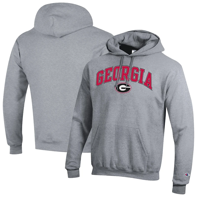 Sweat à capuche logo Arch Over Champion gris chiné pour homme des Georgia Bulldogs