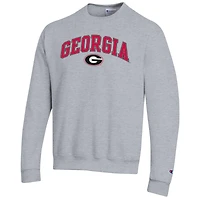 Sweat-shirt à enfiler avec logo Arch Over Champion Heather Grey pour homme des Georgia Bulldogs