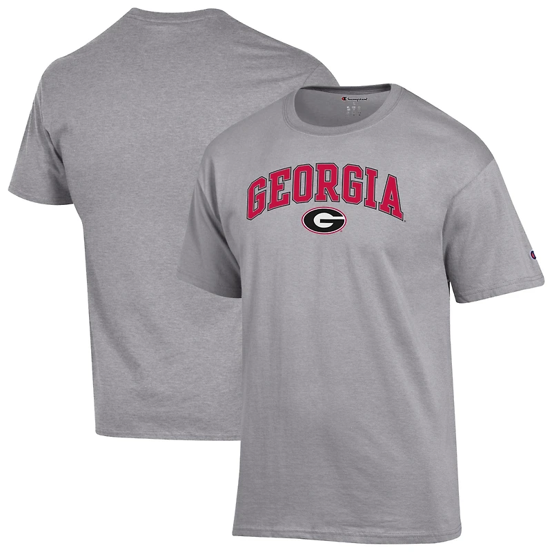 T-shirt gris chiné Champion pour homme avec logo Arch Over des Georgia Bulldogs