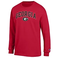 T-shirt à manches longues pour homme Champion Red Georgia Bulldogs avec logo Arch Over