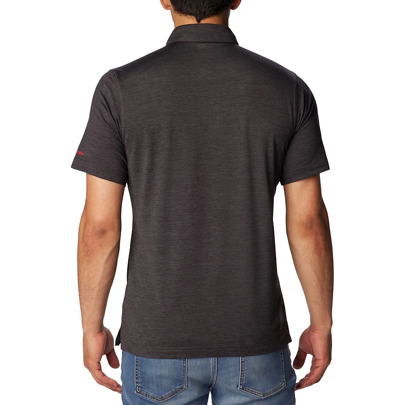 Polo Columbia Heather Black pour homme Georgia Bulldogs Tech Trail Omni-Wick