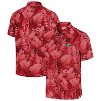 Haut boutonné rouge Tommy Bahama Georgia Bulldogs Coast Nuevo Fronds Camp pour homme