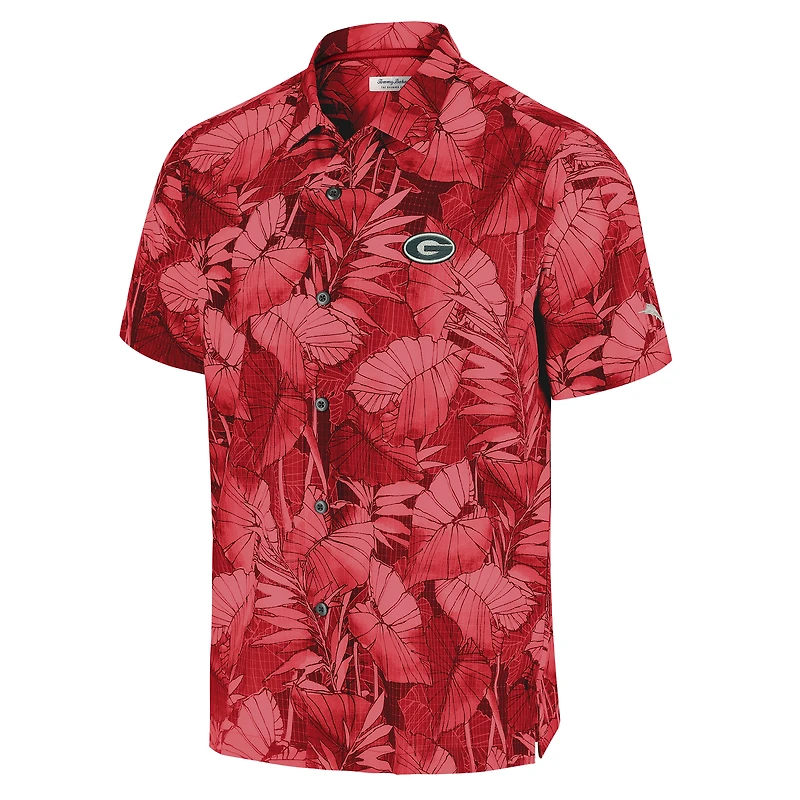 Haut boutonné rouge Tommy Bahama Georgia Bulldogs Coast Nuevo Fronds Camp pour homme