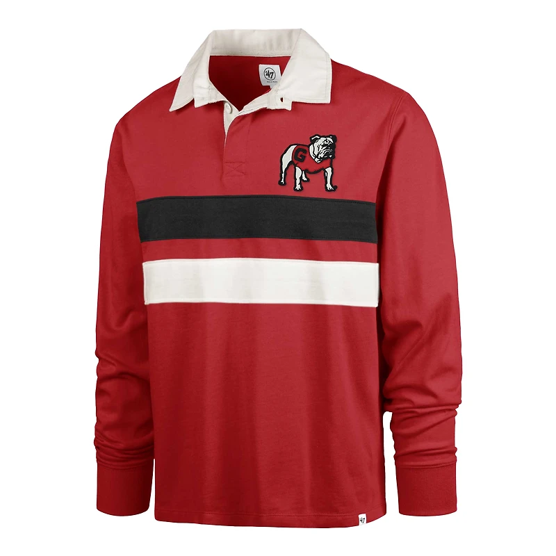 Men's '47 Red Georgia Bulldogs Clubhouse Knox Thames Long Sleeve Rugby Polo