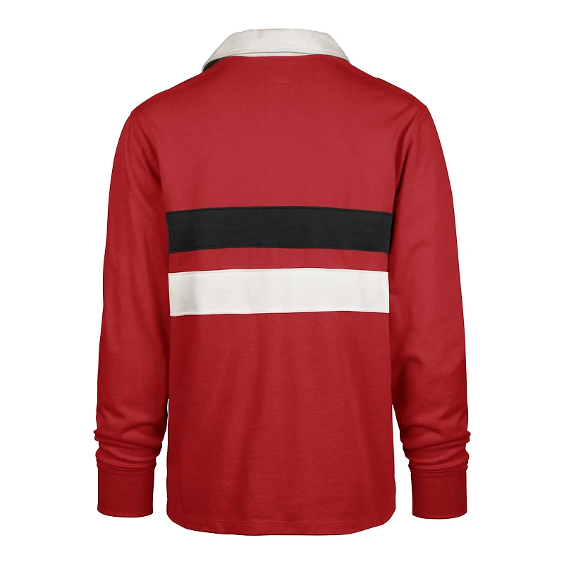 Men's '47 Red Georgia Bulldogs Clubhouse Knox Thames Long Sleeve Rugby Polo