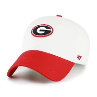 Men's '47  White/Red Georgia Bulldogs Contemporary Basics Two Tone Clean Up Adjustable Hat